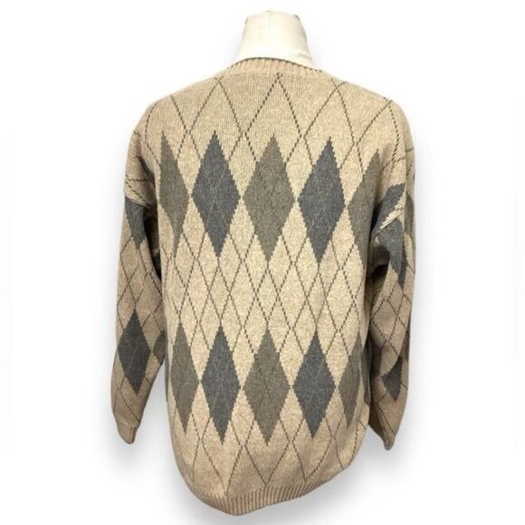 Crossings Vintage Mens Crewneck Pullover Argyle Sweater, Tan, size M - Picture 4 of 7